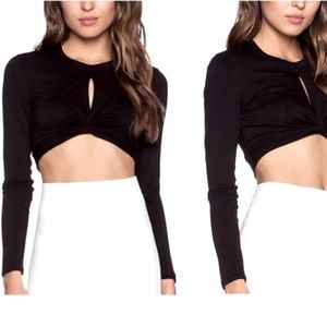 BCBG black crop top.  Great with flare bottom jeans!